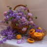 июльская композиция с цветами и абрикосами